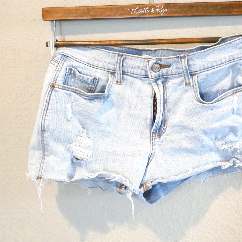 Light Wash Mid-Rise Denim Shorts